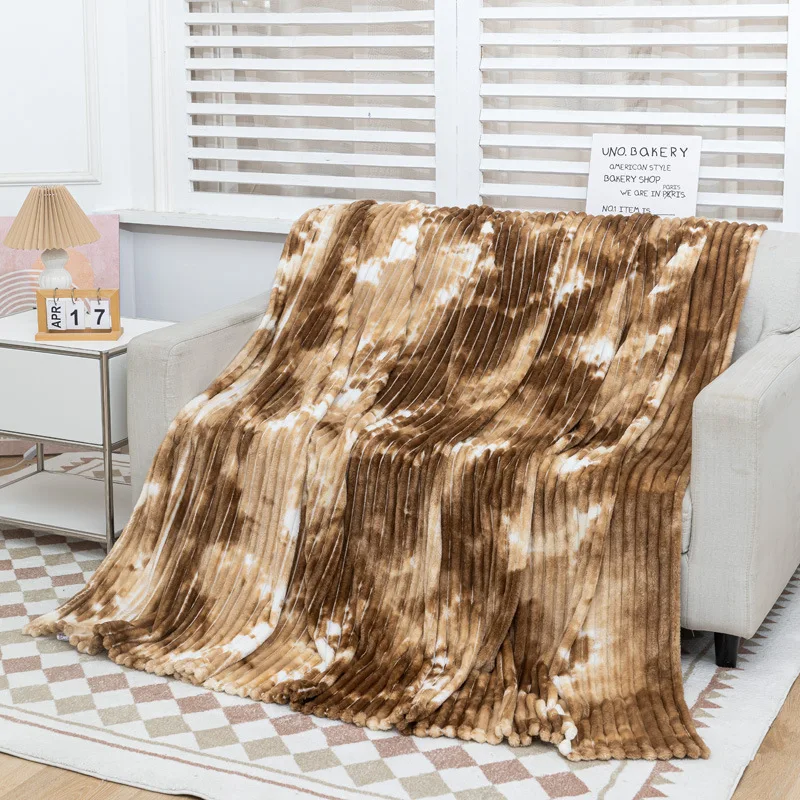 Одеяло в полоску с принтом тай-дай для кровати зимнее теплое волшебное бархатное