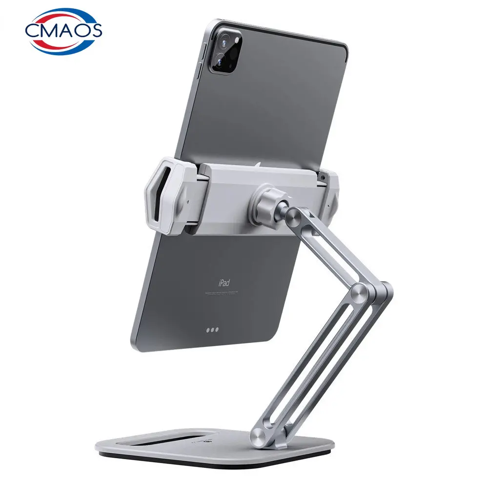 

Foldable Tablet Stand Three Shaft Design Multi Angle Adjustable Tablet Support Desktop Aluminum Hands Free Cell Phone Holder A