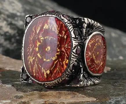 

Silver 925k Mens Enamel Pattern Ring,Handmade Mens Ring,Jewelry Gift For Mens