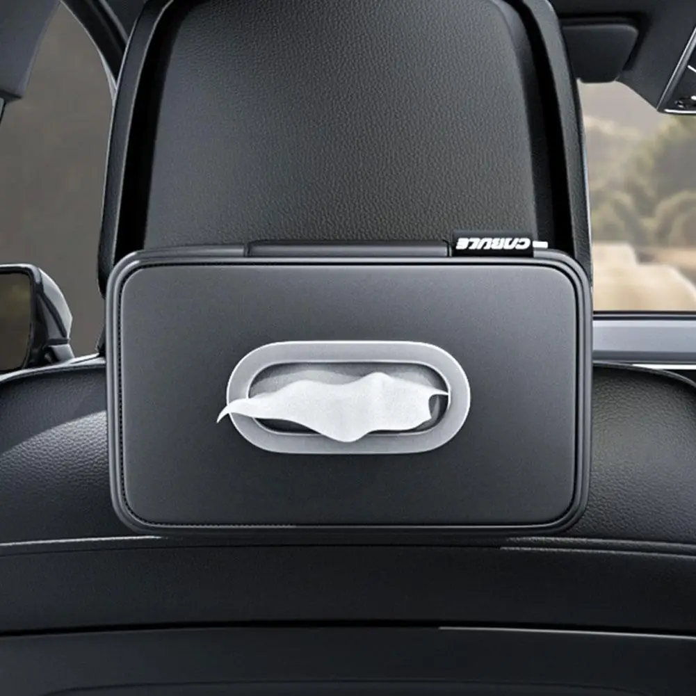 

1pc Car Tissue Holder Backseat Masks Dispenser Multifunctional Elastic Belt Leather Napkin Box Organizer