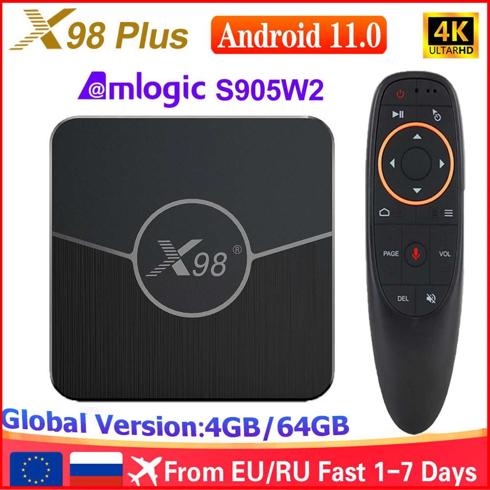 

X98 Plus Amlogic S905W2 Android 11 Smart Tv Box Quad Core 2.4G&5.8G Dual Wifi 4k AV1 100M Set Top Box Media Player 4GB 64GB NEW