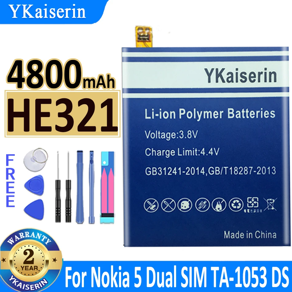 

Top Quality 4800mAh Mobile Phone Battery for Nokia 5 Nokia5 Dual SIM (TA-1053 DS) N5 HE321 Batterij + Tracking Number