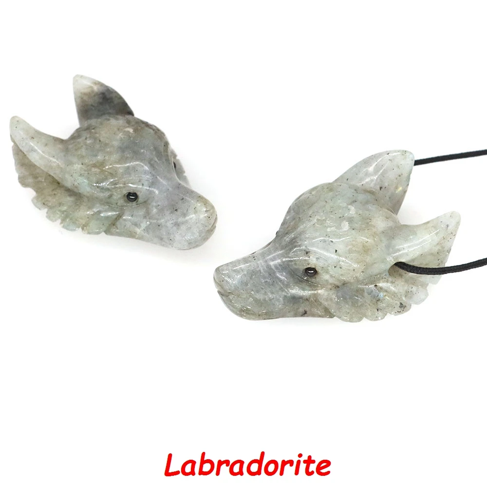 

Кулон с головой волка, натуральный камень, лечебный кристалл, драгоценные камни рейки, ручная резьба, ожерелье в форме животного, модная Очаровательная бижутерия, подарки