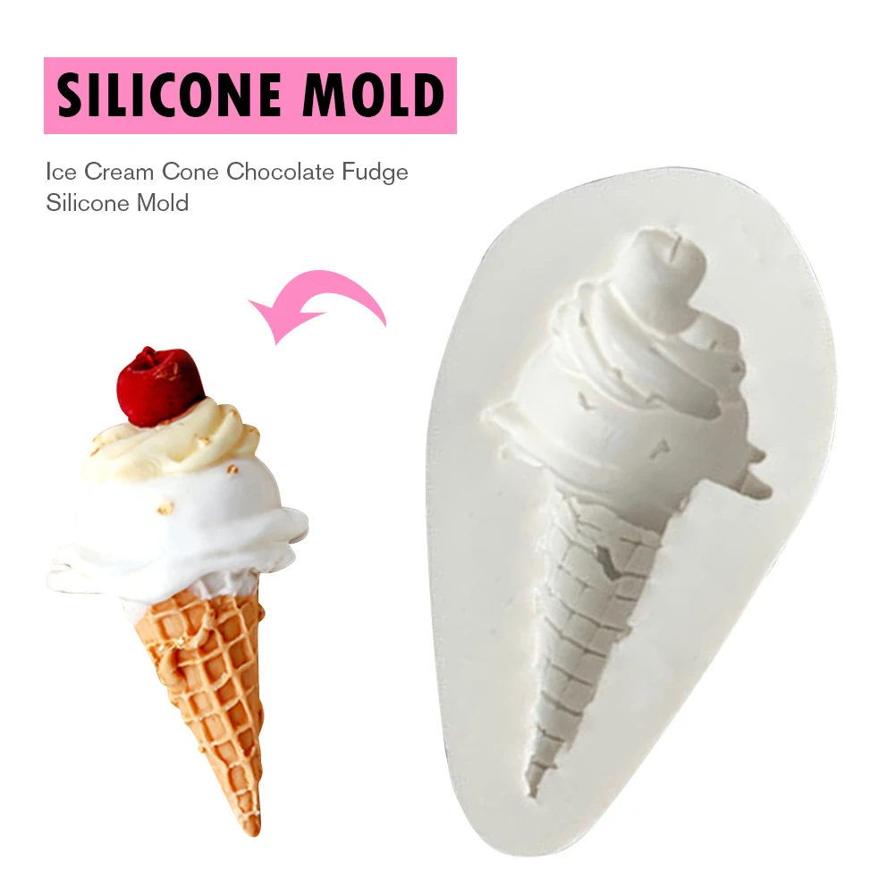 

Ice cream cone chocolate fondant silicone mold children's baby birthday cake decorative ornaments plug-in