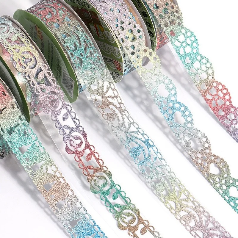 

Самоклеящаяся лента Washi 2 мм, 4 рулона, блестящая кружевная наклейка с узором, декоративная Маскировка, скрапбукинг, офисные и школьные прина...