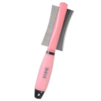 per stainless combs dog cat removal hairs comb brush fur shedding trimming blue pink dual purpose pet grooming tool