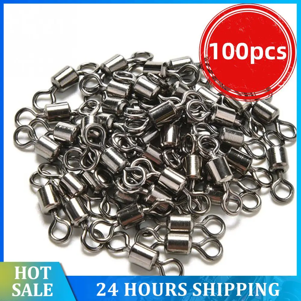 

Fishing Connector 100PCS Stainless Steel Bearing Rolling Fishing Hooks Line Connector Fishing Tools For Trolling Bait Lures