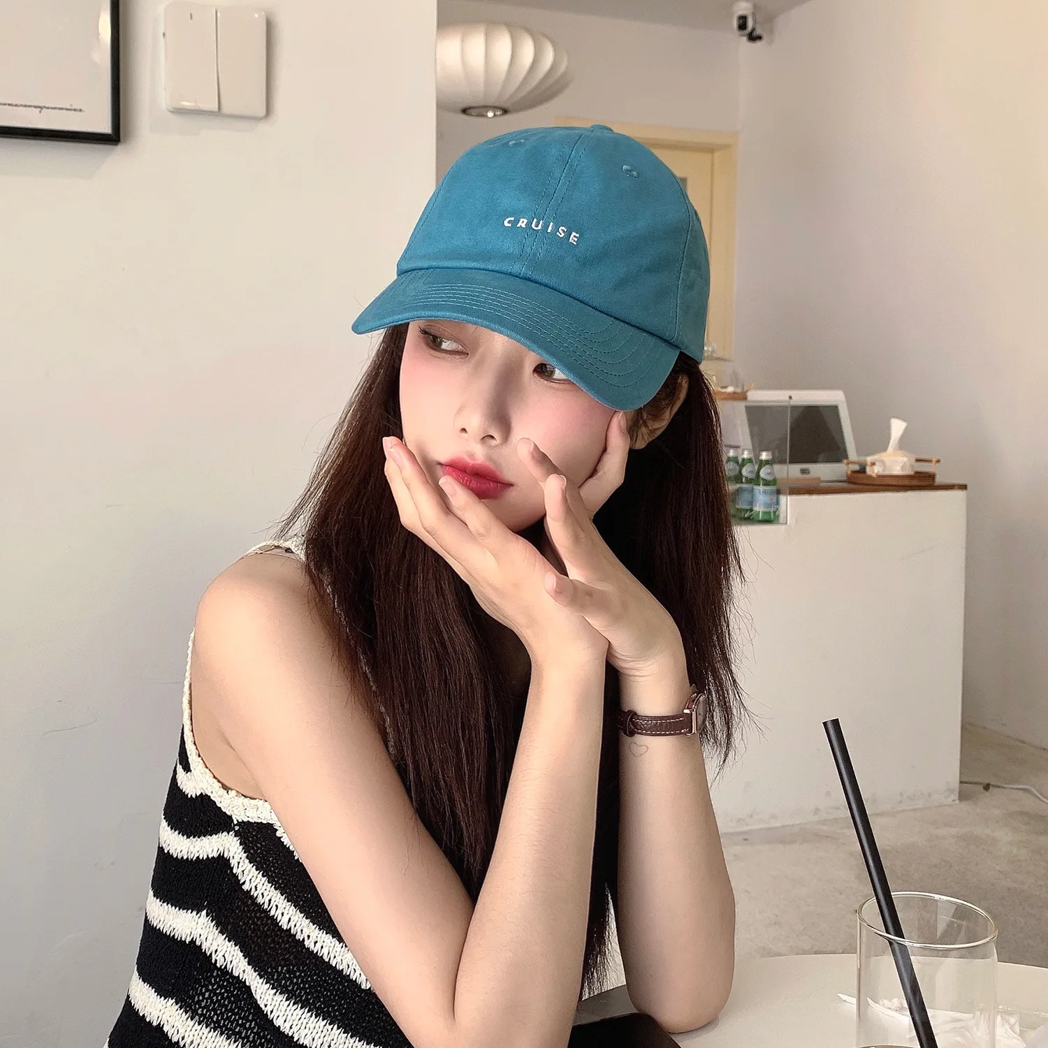 

Letter Hat Female Duck Tongue Hat Summer Thin Korean Version Trendy Versatile Student Net Red Face Small White Baseball Cap