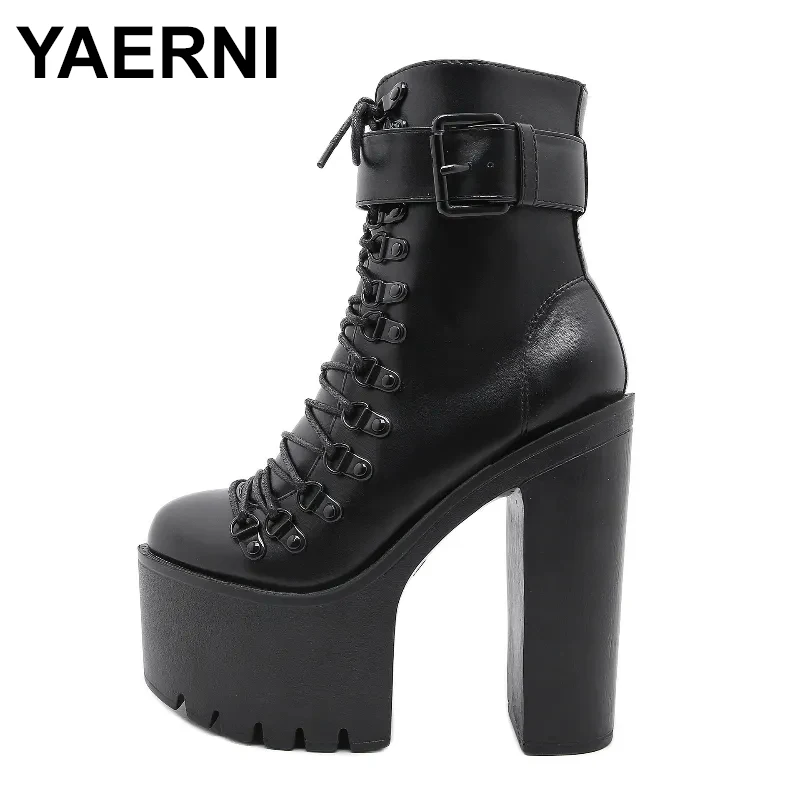 

BRANCO 15cm heels Large size autumn new thick bottom waterproof platform high-heeled short boots women's boots Lhx