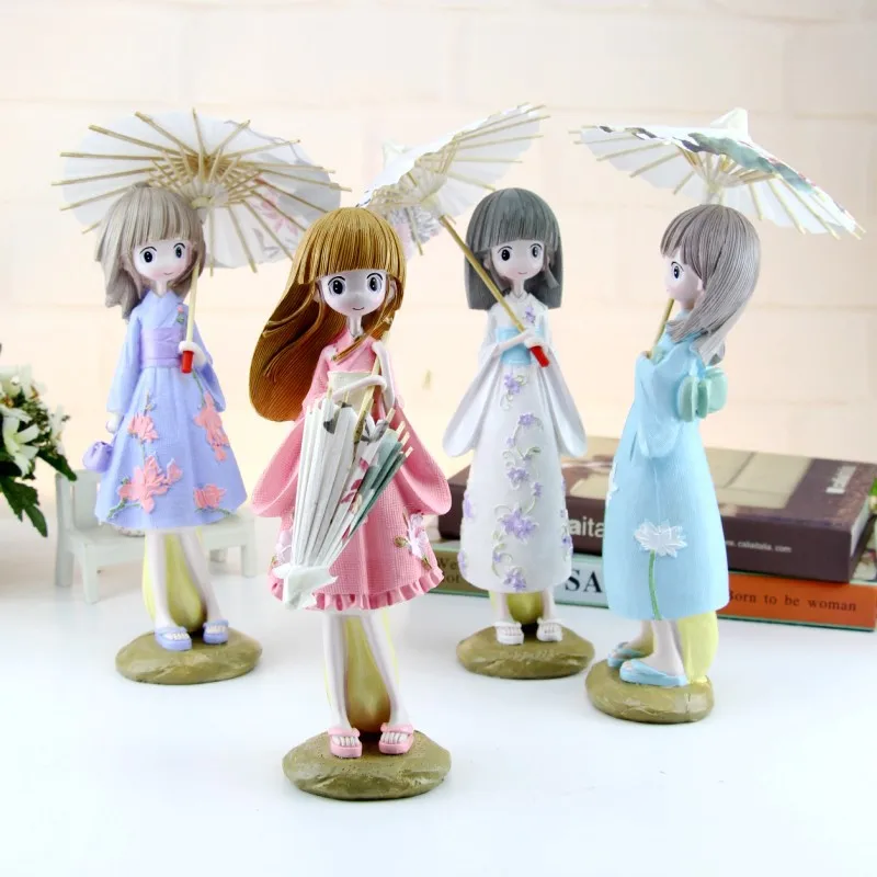 

Fashion 2022 Girl Umbrella Girl Kimono Girl Size Resin Ornaments Home Decoration Crafts Student Gifts