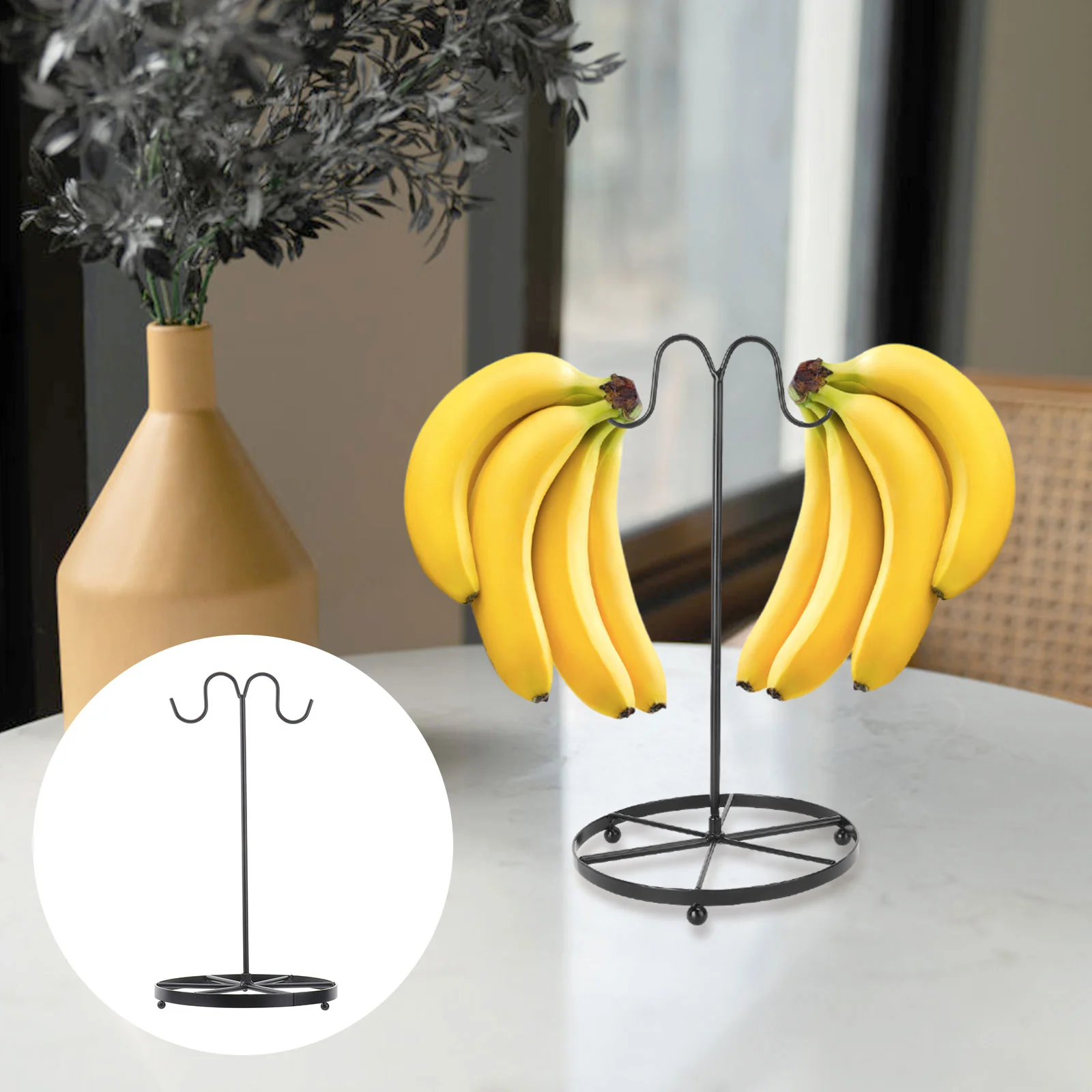 

Banana Holder Fruit Stand Tree Hanger Rack Hook Display Grape Black Holders Keeper Organizer Storage Countertop Mug Hanging