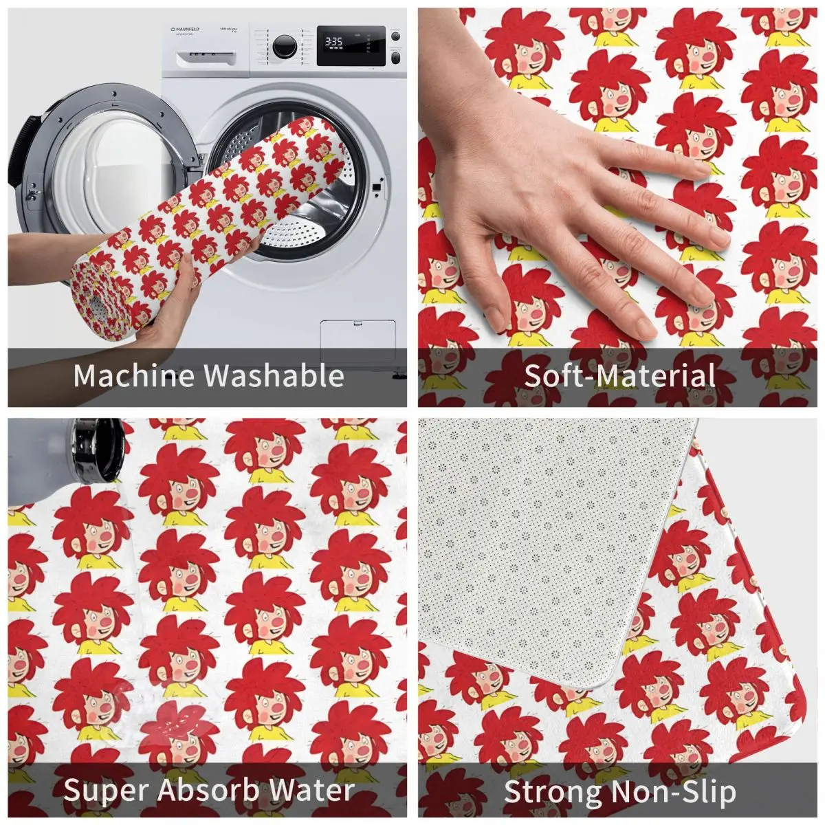 Противоскользящий напольный коврик Pumuckl с красными волосами для гостиной