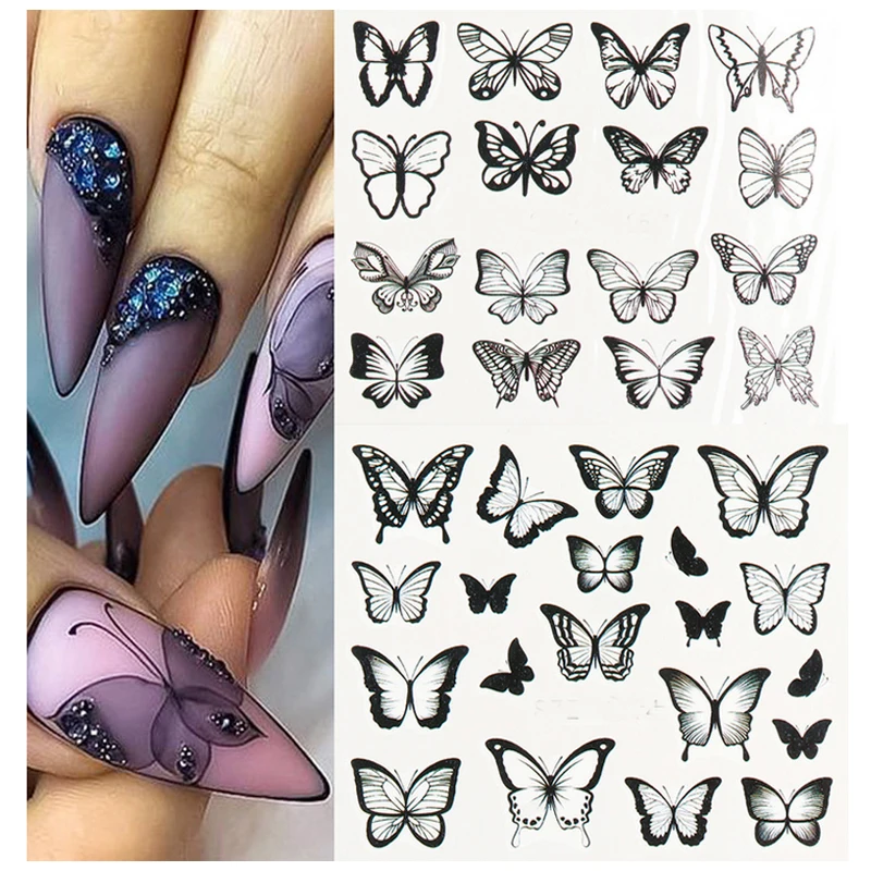 

Water Transfer Stickers Colorful Butterflys Nail Decals Decoration For Nail Art Manicure Beauty