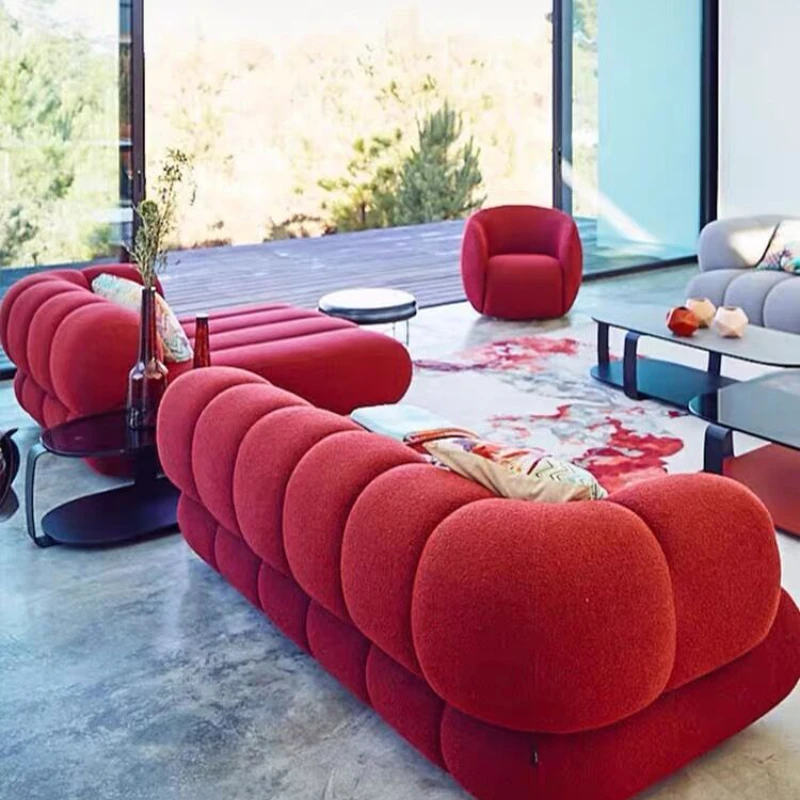 

Retro Fabric Italian Modern Minimalist Living Room Small Apartment Nordic Designer Sofa