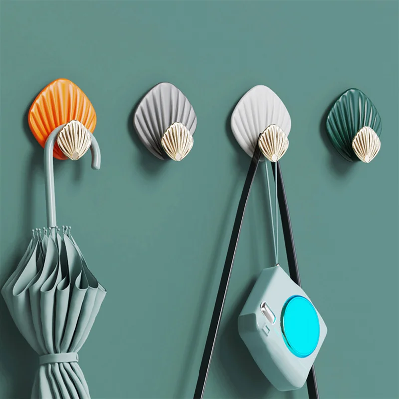 

4 шт. креативный настенный крючок в форме ракушки без отверстий прочный клейкий крючок для ванной комнаты кухни настенный бесшовный липкий крючок