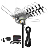 tv antenna outdoor digital amplified hdtv antenna 150 miles support 2 tvs uhf vhf1080p4k with remote control 33ft coax cable