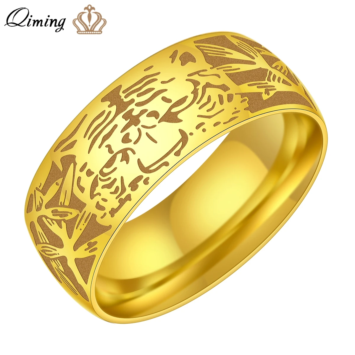 Кольцо QIMING мужское из нержавеющей стали широкое ювелирное изделие в стиле панк с