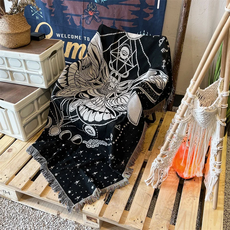 Пледы в стиле бохо двусторонние тканые одеяла с кисточками 51x63 дюйма для дивана