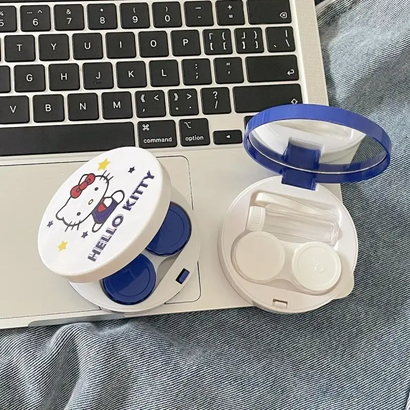 Kawaii Sanrio Hello Kitty Коробка для хранения контактных линз Компактная портативная