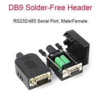 1 pcs db9 solder free com adapter connector module 9 pin rs232485db9 serial port malefemale butt plug