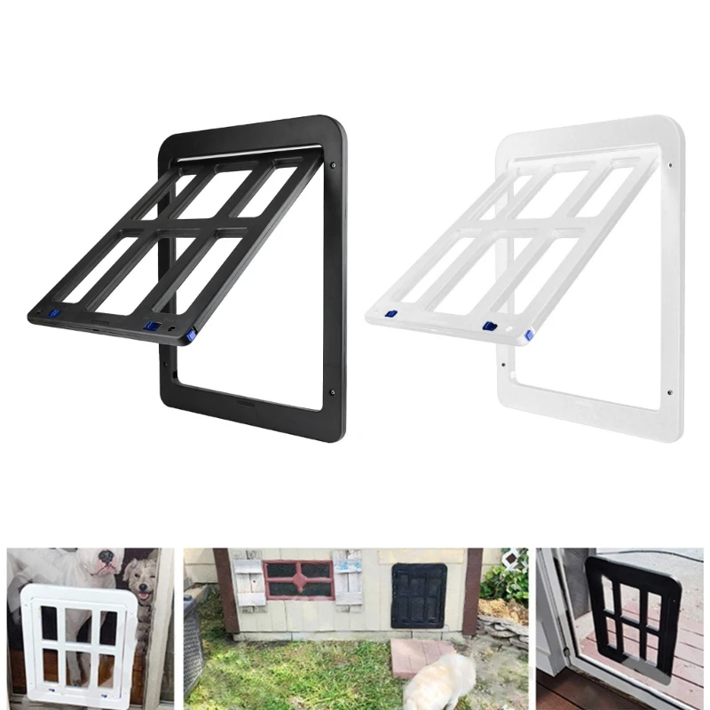 

Cat Flap Door with Locking Install in Interior and Exterior Screen Door Entry and Exit for Dog and Cat Transparent-Flap