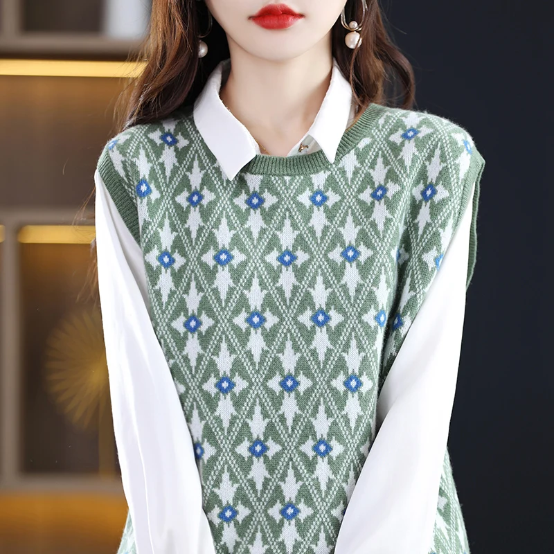 

Модный тренд, женский кашемировый жилет с круглым вырезом, новый вязаный женский свитер без рукавов, пуловер, короткая куртка, женский жилет из 100% шерсти