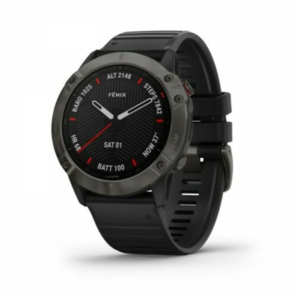 

Garmin fenix 6X Sapphire GPS Watch Carbon Gray DLC with Black Band Full Watch