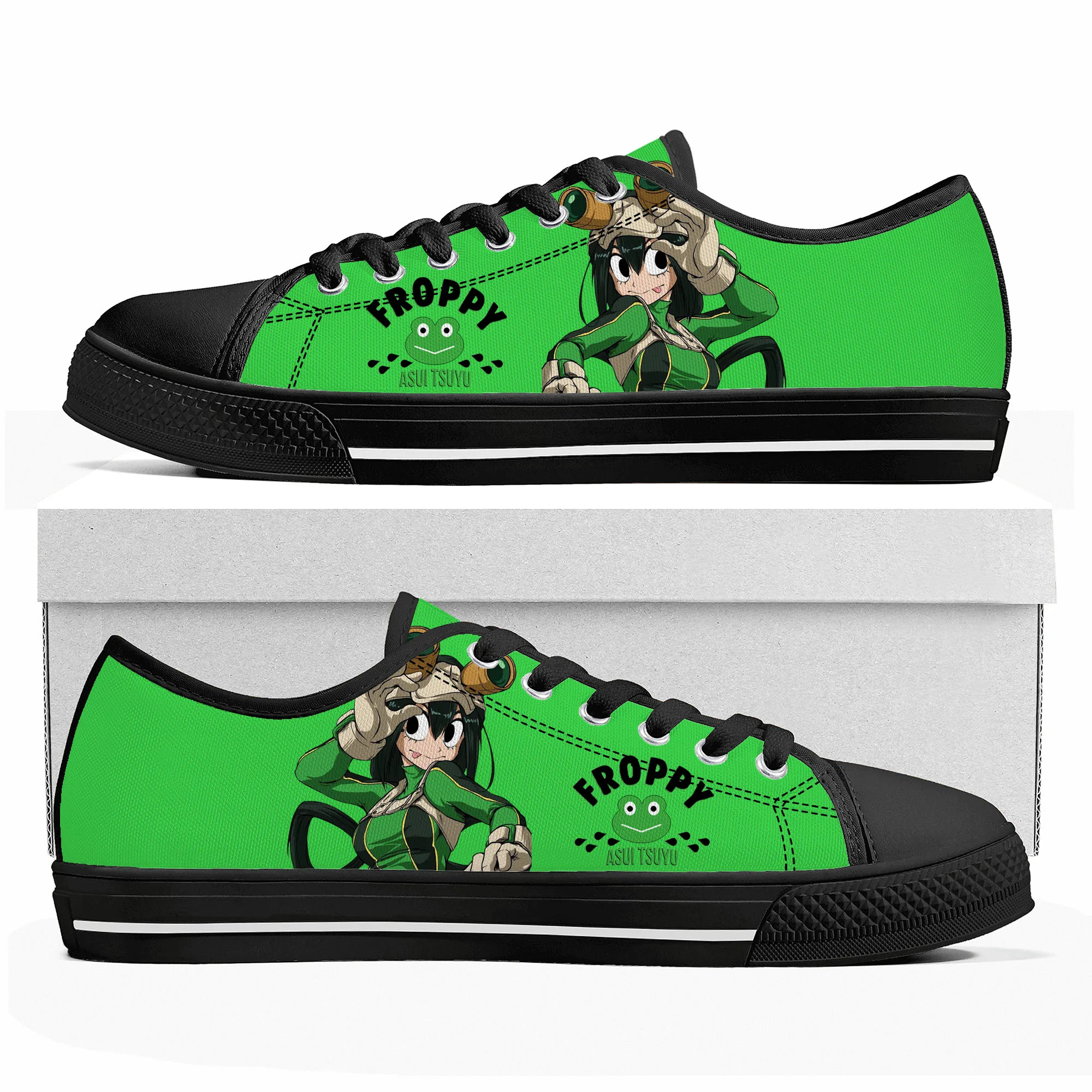 

Cartoon Asui Tsuyu My Hero Academia Low Top Sneakers Mens Womens Teenager High Quality Canvas Sneaker Couple Shoes Custom Shoe