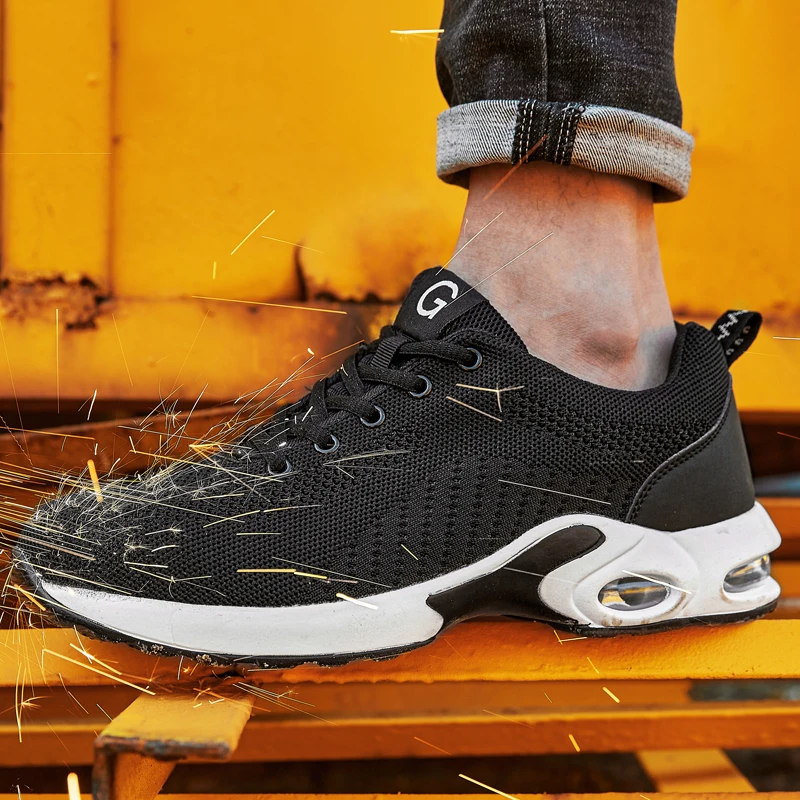 Breathable Men Women Work Safety Shoes Anti-Smashing Steel Toe Puncture Proof Construction Lightweight Sneaker Sport Hiking Shoe