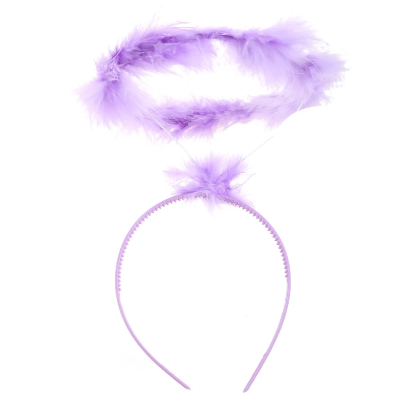 Kids Cartoon Feather Angel Hair Hoop Feather Halo Headband for Halloween Party Christmas Creative Hair Accessories F3MD images - 6