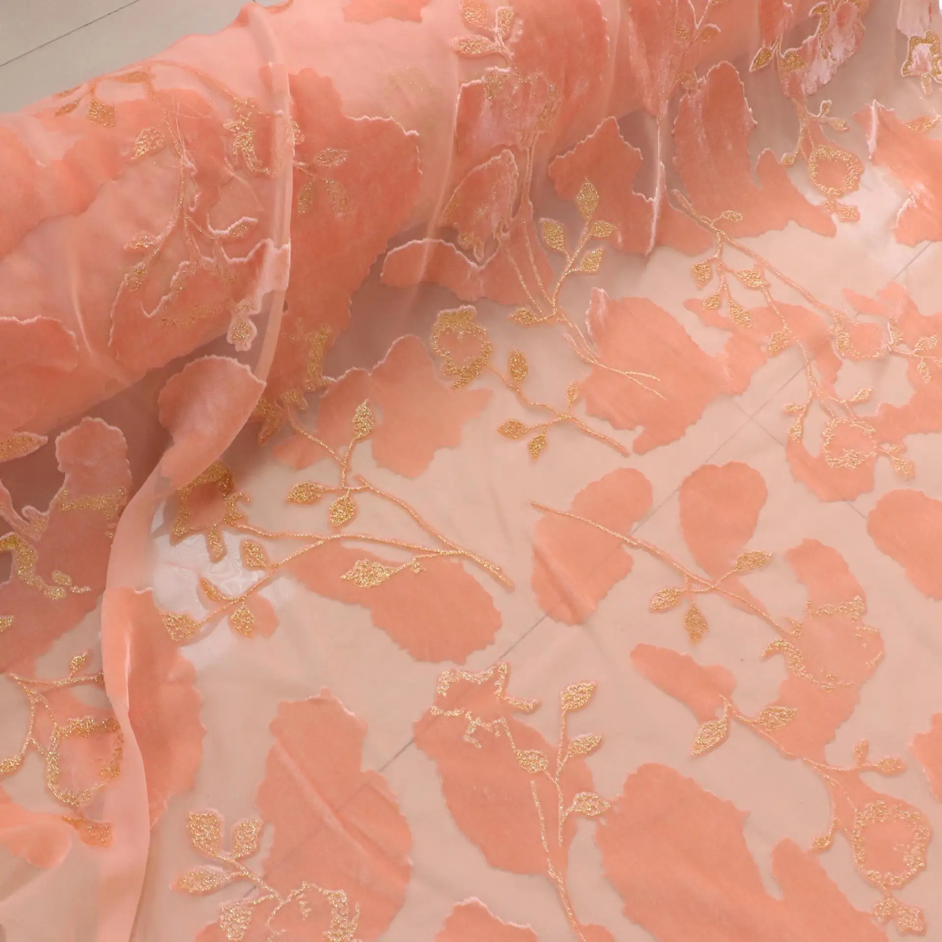 Тканая бархатная парча с липким принтом бронзовая ткань женская одежда ночная