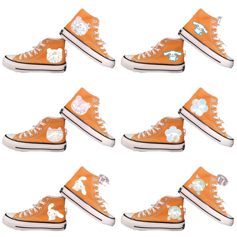 

Kawaii Sanrio Cinnamoroll высокие холщовые ботинки аниме милая девушка сердце модные и универсальные дышащие студенческие кроссовки