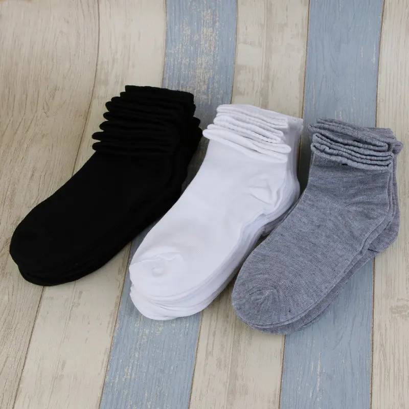 

10 pairs Black White Gray Solid Color Women's Mid-tube Spring and Summer Breathable Short-tube Men's Medium Tube Sports Socks