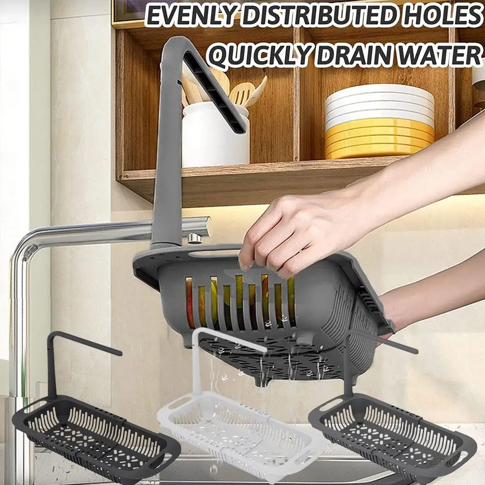 

Kitchen Telescopic Sink Shelf Drainer Rack Kitchen Kitchen Holder Rack Accessories Soap Basket Towel Organizer Sponge Stora X0P9