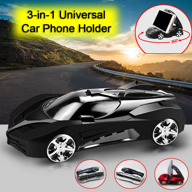 

3 In 1 Car Phone Support with Auto Incense Phone Number Plate 360° Rotate Car Phone Holder Temporary Parking Card Air Freshener