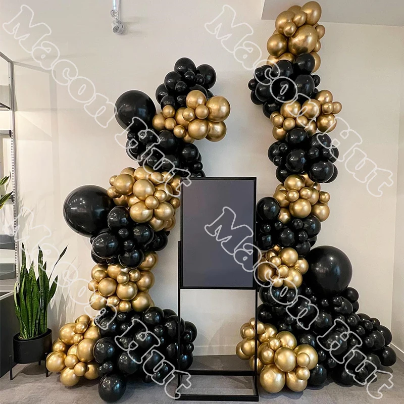 

323pcs Black Golden Matte Latex Balloon Arch Birthday Wedding Party Backdrop Baby Shower Arch Atmosphere Decoration Garland Kits