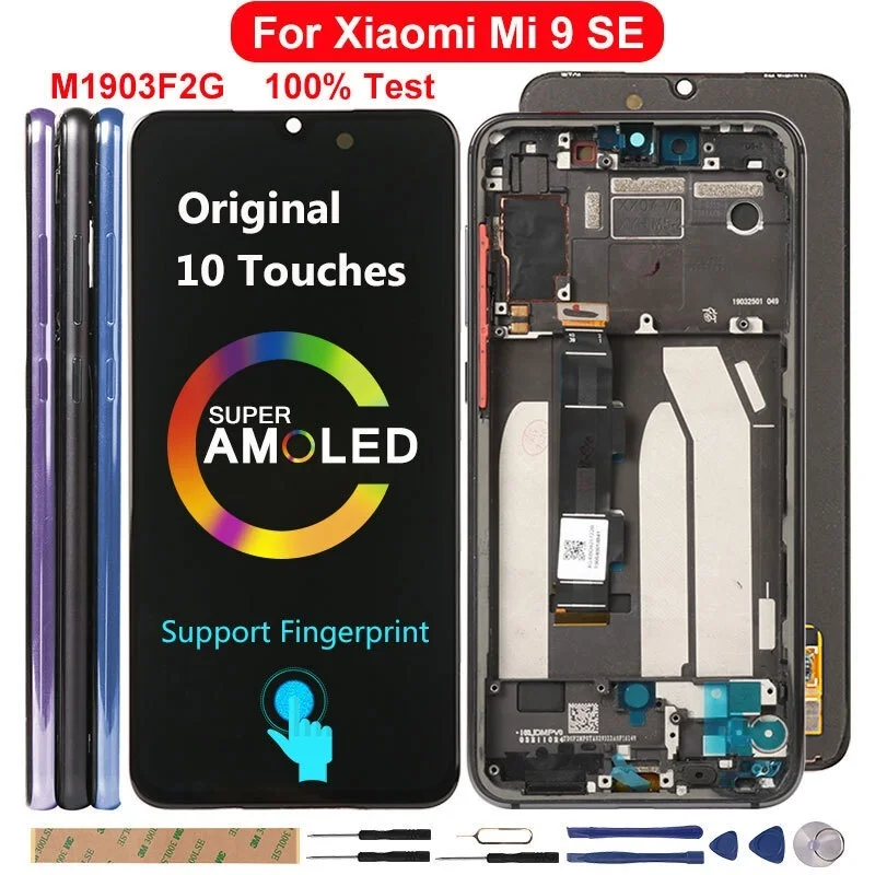 

ЖК-дисплей Amoled для Xiaomi Mi 9 SE, сменный сенсорный экран с 10 отпечатками пальцев для Xiaomi Mi9 SE, Mi 9SE, M1903F2G