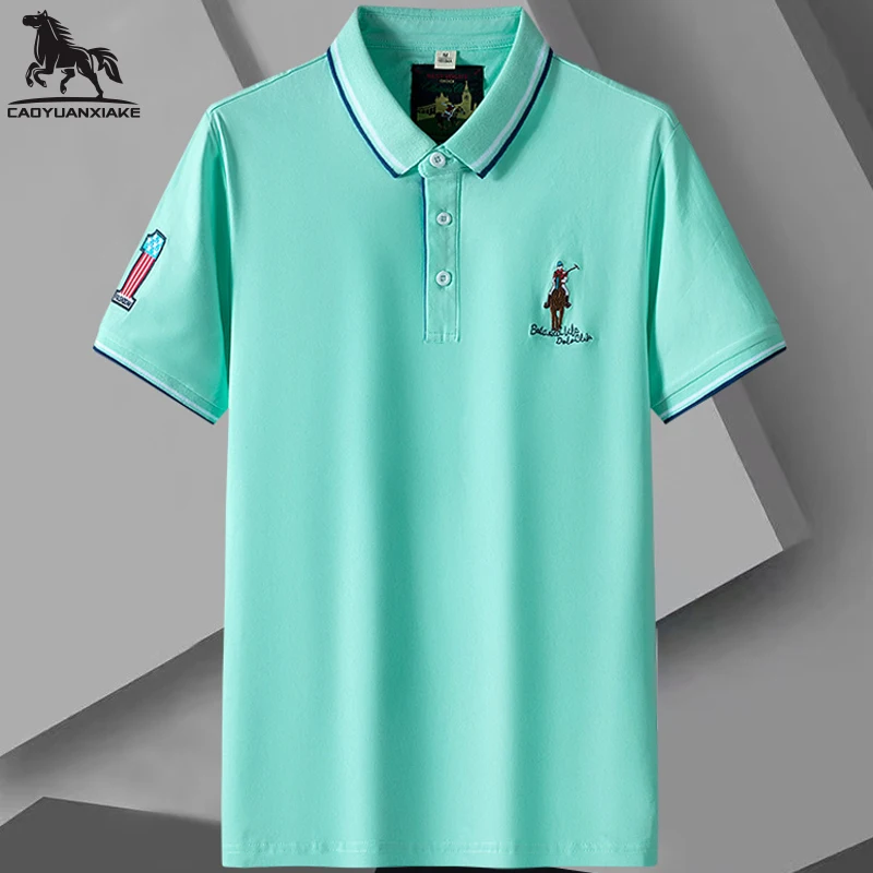 

polo shirt men summer new high quality mens Short sleeve polo shirt solid color embroidery youth Business casual polo shirt 8631