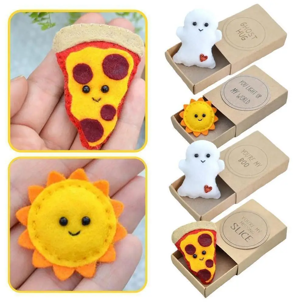 Doll Toy Cute Ghost Sun Pizza Mini Hug Figure Card Box Gift Halloween Xmas Pizza Box Mini Cuddly Toy