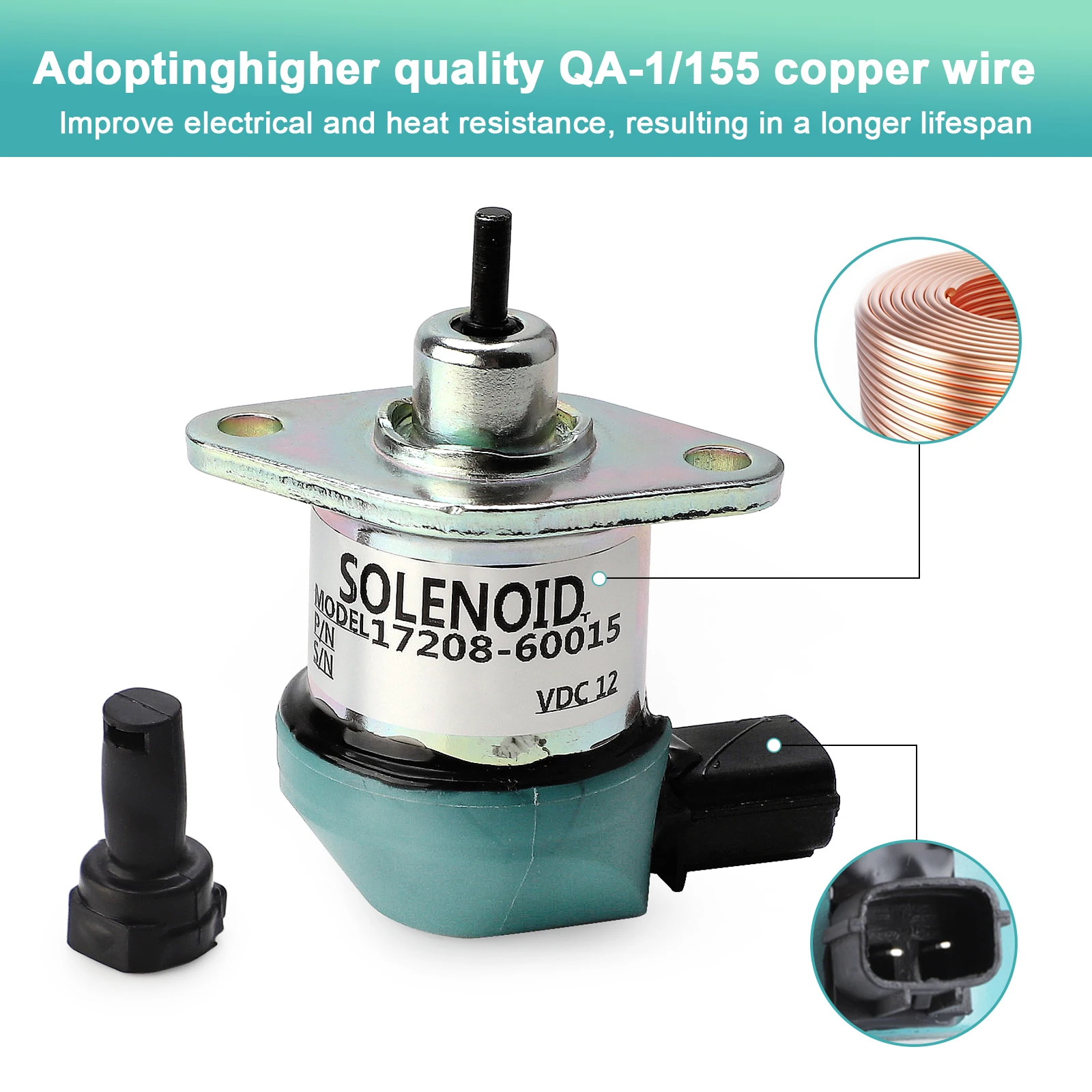 Для Kubota D1005 D1105 D905 Соленоид отключения 17208-60015 17208-60016 17208-60017 17208-60010 остановки 12 В