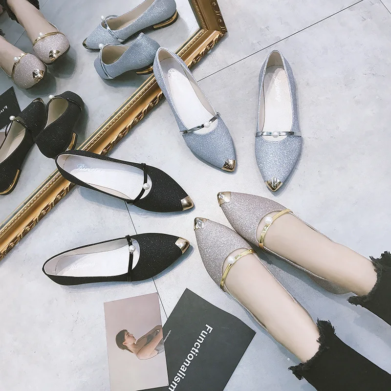 

New Women's Shoes Fashion Casual Summer 2023 Elegant Pearl Low Heel Shoes for Women Classic Luxury Low Heel Ladies Slip on Shoes