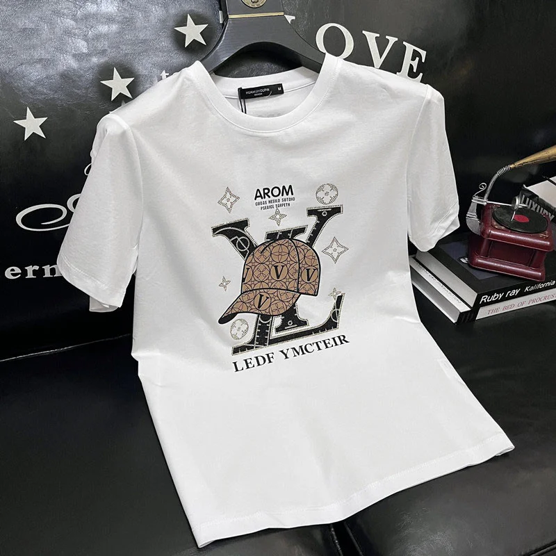 

Футболка Мужская/женская оверсайз с коротким рукавом, модная брендовая рубашка с принтом Европейская станция, свободная футболка, лето