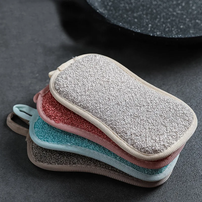 

5PCS Super Absorbent Microfiber Double-Sided Scrub Sponge for Dishwashing Kitchen Bathroom Clean Cloth Eraser Magic Sponge
