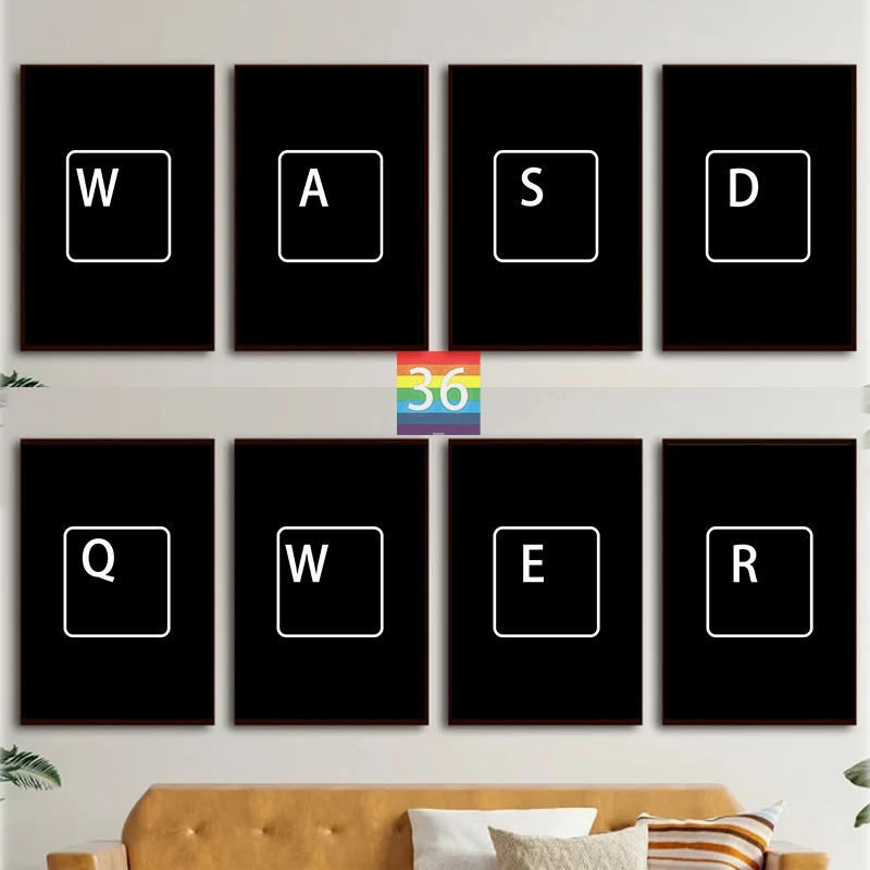 PC Game Video Game Keyboard WASD QWER Poster Canvas Printing