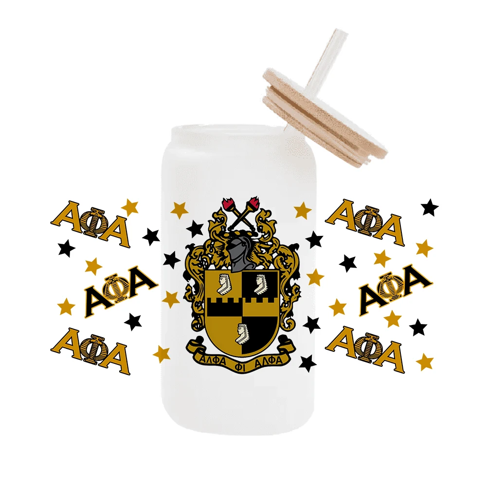 Sodality Alpha Phi ALpha для Libbey 16 унций банка стекло 3D водонепроницаемая УФ- DTF упаковка