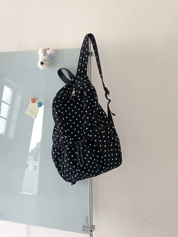 Модный рюкзак, легкий художественный рюкзак с волнистыми точками, плиссированный повседневный японский рюкзак на шнурке для девочек в студенческом стиле