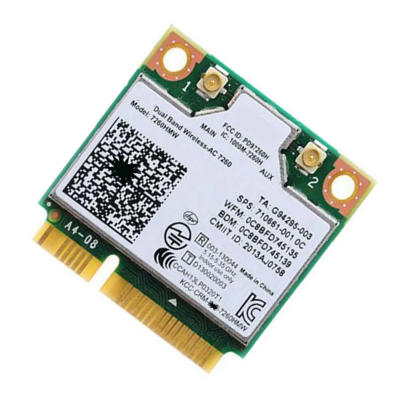 Фото 2026 Intel 7260HMW Half Mini PCIe Adapter Dual Band 802 11ac Bluetooth 4 0 Компонент сети для ноутбуков №4