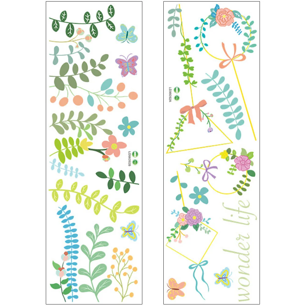 

Wall Flower Decals Stickers Sticker Room Floral Decorwallpaper Living Stick Peeldecal Leaves Leaf Butterflies Pattern Kids