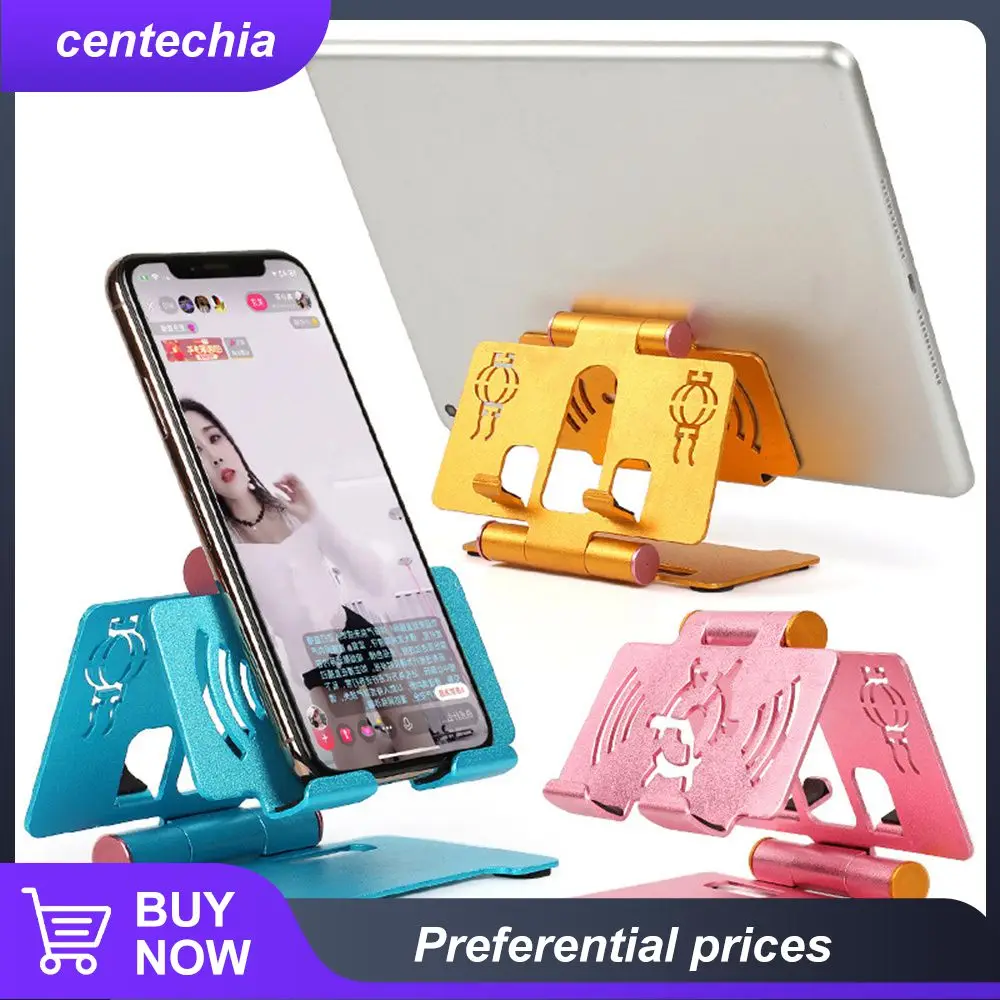 

Mobile Phone Tablet Holder Folding Black Table Cell Phone Brackets Aluminum Alloy Stable Non-slip Desk Support Multifunctional