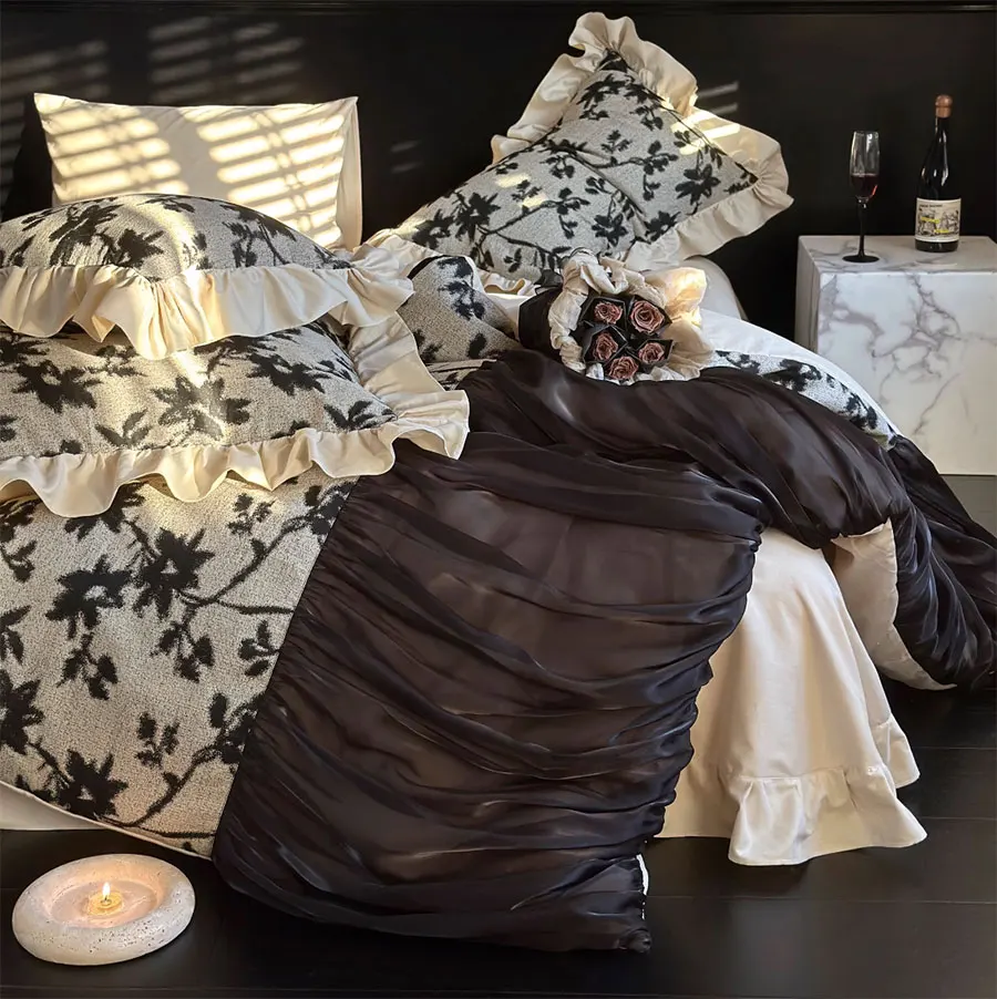 Элегантный жаккардовый пасторальный Комплект постельного белья полный